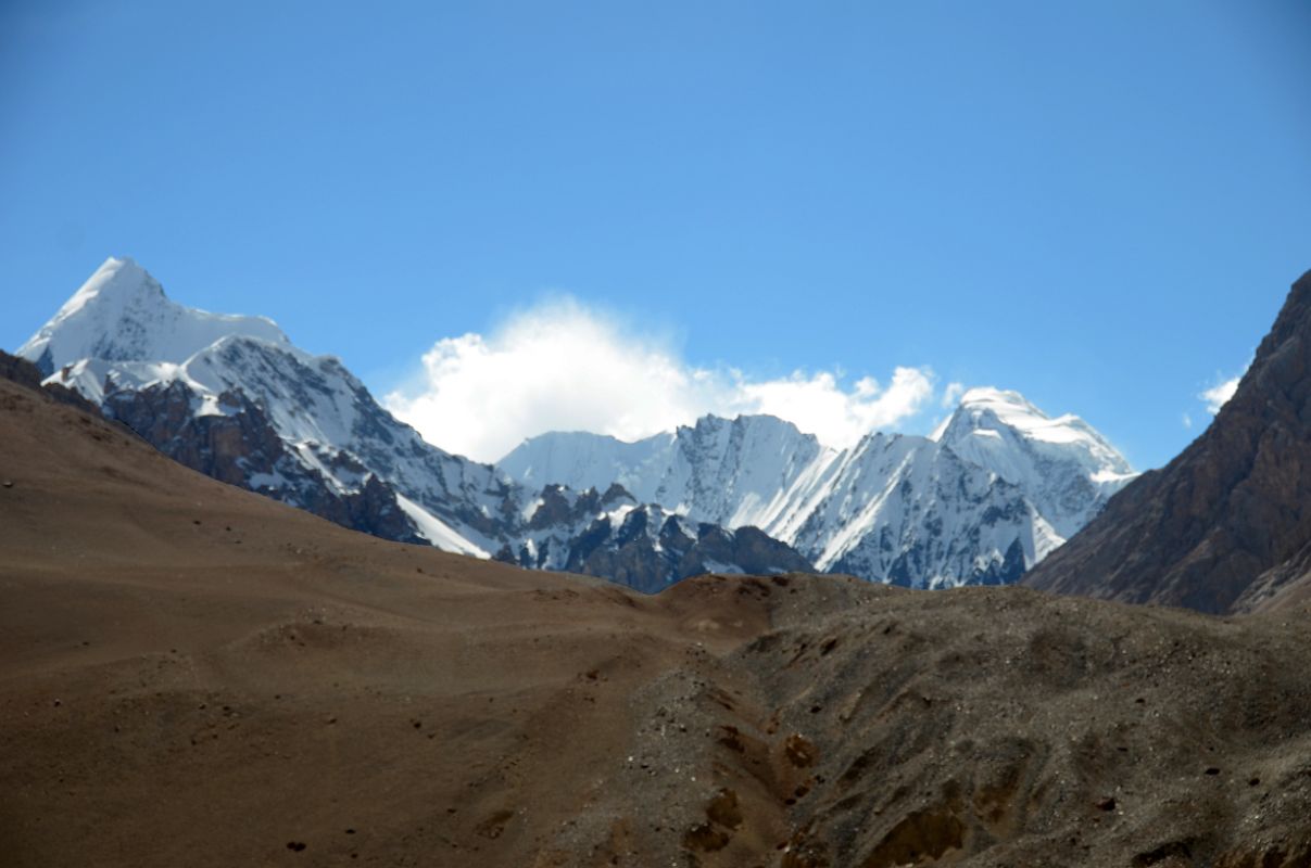 07 Looking South From Above Gasherbrum North Base Camp In China With P6648 On Left, K2 In The Clouds And Kharut III On Right 